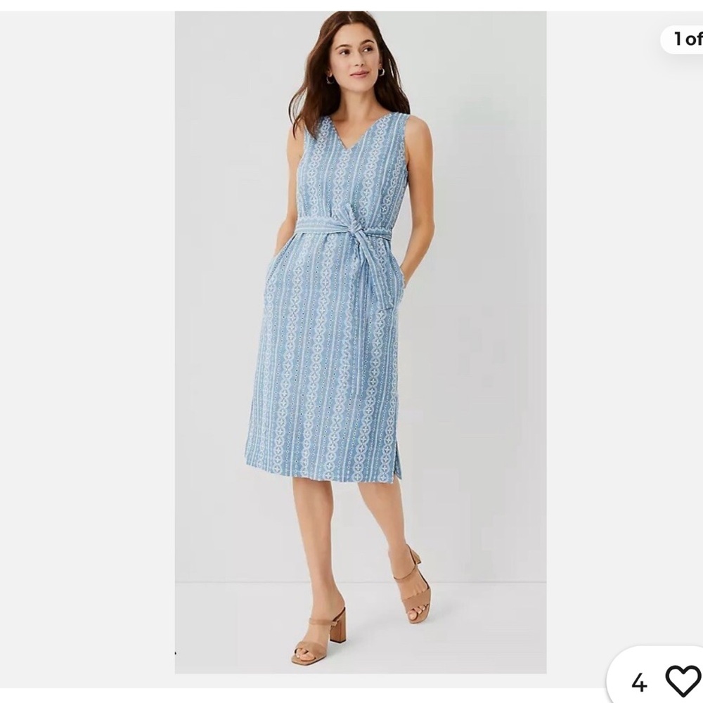 NWT Ann Taylor Light Blue Embroidered Midi Dress